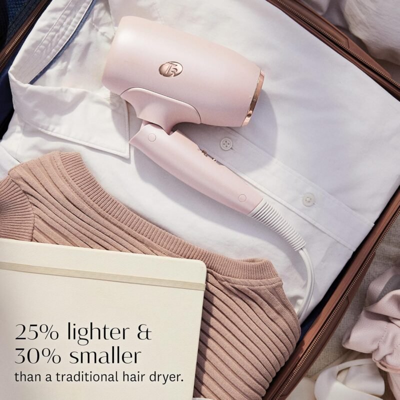 T3 Afar Lightweight Travel-Size Hair Dryer with Auto Dual Voltage, Folding Handle, Fast Drying, Lightweight and Ergonomic, Frizz Smoothing, Multiple Heat and Speed Combinations - Image 2