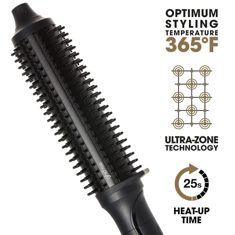 ghd Rise Volumizing Hot Hair Brush - Professional 1.25” Hot Brush for Dry Hair with Maximum Root Lift, 2x Volume, 365ºF Safe Styling Temperature Technology and Auto Sleep Mode - Black - Image 2