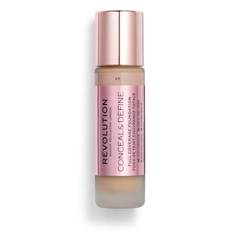Revolution Beauty, Conceal & Define Foundation, Full Coverage, Long-Lasting Matte Finish, Vegan & Cruelty Free, F7 Medium Skin Tones, 0.8 Fl.Oz. - Image 3