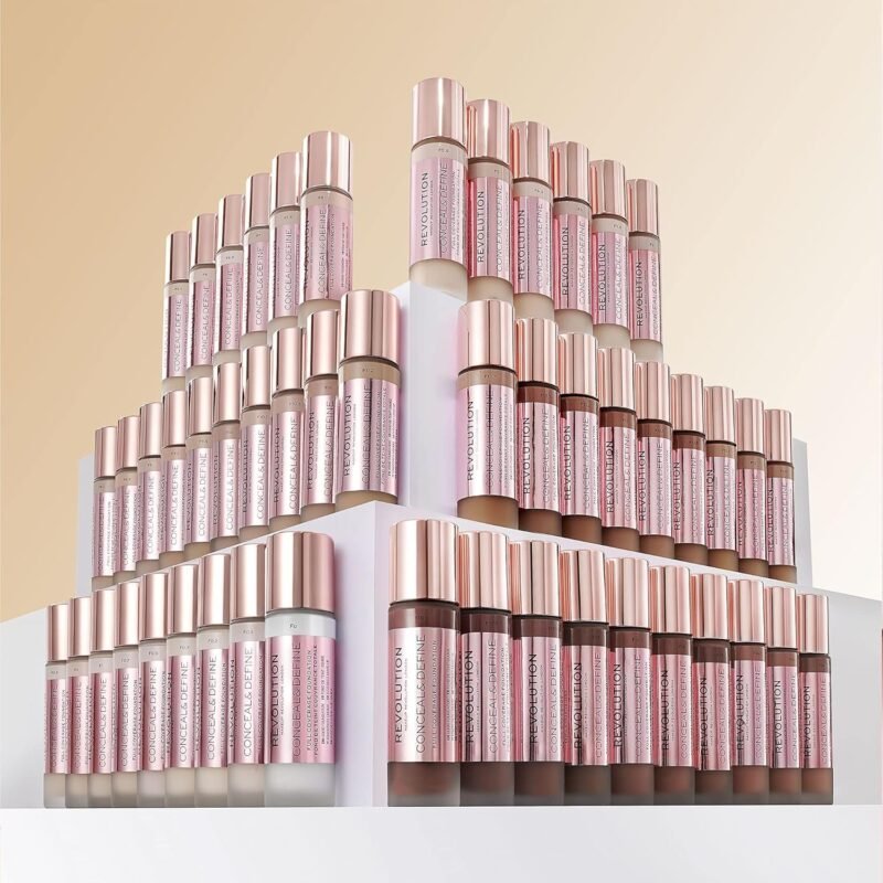 Revolution Beauty, Conceal & Define Foundation, Full Coverage, Long-Lasting Matte Finish, Vegan & Cruelty Free, F7 Medium Skin Tones, 0.8 Fl.Oz. - Image 6