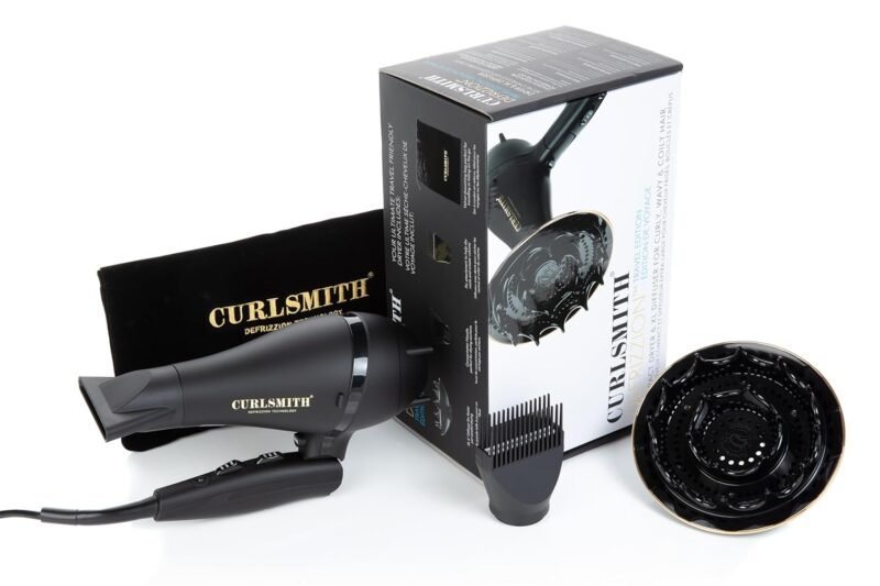 Curlsmith - Defrizzion Travel Hair Dryer with Large Diffuser, for Curly Hair, Reduce Frizz, 3 Speeds, 3 Heat Settings, Infared, Ceramic Heat for Fast Drying - Image 3