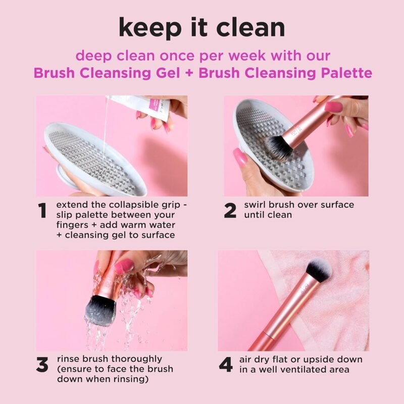 Real Techniques 5 Piece Everyday Essentials Makeup Brush Set, Includes 4 Brushes & Makeup Sponge, For Foundation, Blush, Bronzer, Contour, Eyeshadow, & Powder, Travel Gift Set, Cruelty-Free & Vegan - Image 18