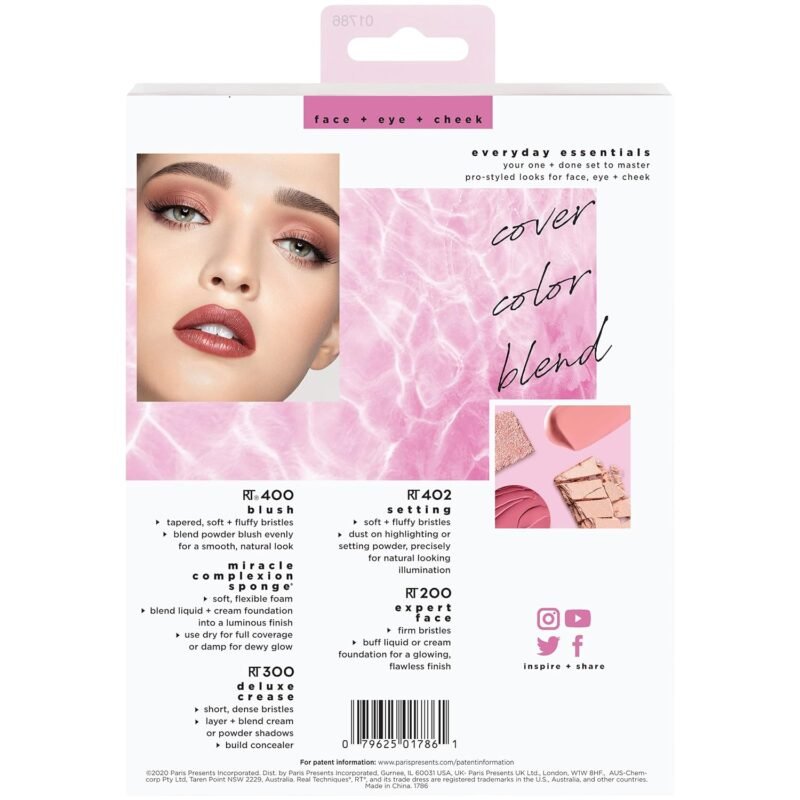 Real Techniques 5 Piece Everyday Essentials Makeup Brush Set, Includes 4 Brushes & Makeup Sponge, For Foundation, Blush, Bronzer, Contour, Eyeshadow, & Powder, Travel Gift Set, Cruelty-Free & Vegan - Image 22