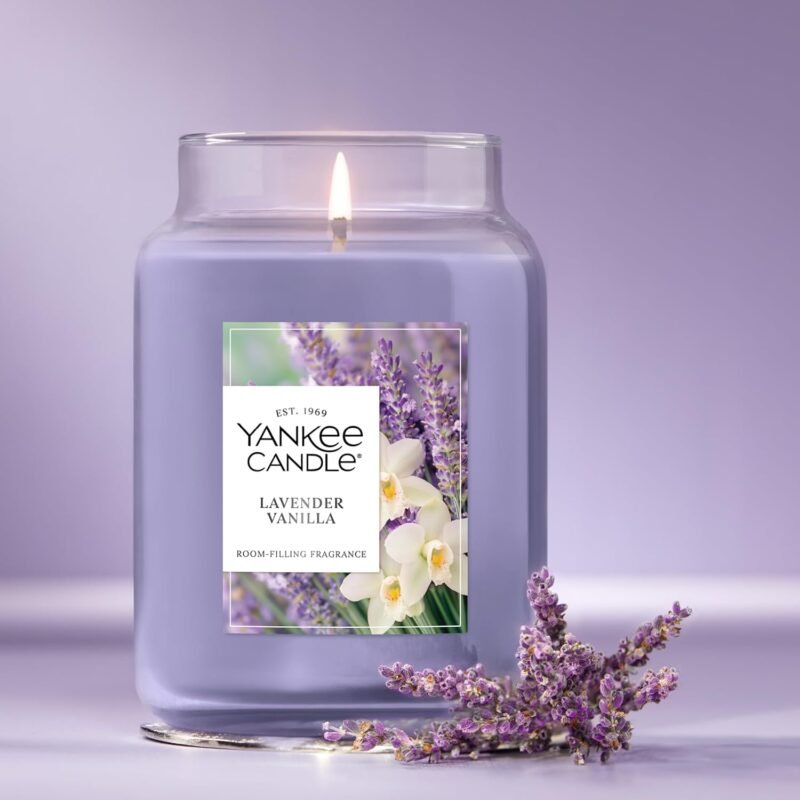 Yankee Candle Large Jar Scented Candle with up to 150 Hour Burn Time, Premium Plant Wax Blend for Consistent Burn, 22 oz Jar Candle with Room Filling Fragrance, Lavender Vanilla - Image 4