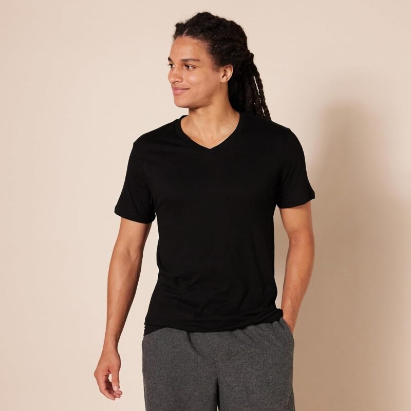 Amazon Essentials Men's V-Neck Undershirt, Breathable, Cotton, Pack of 6 - Image 3