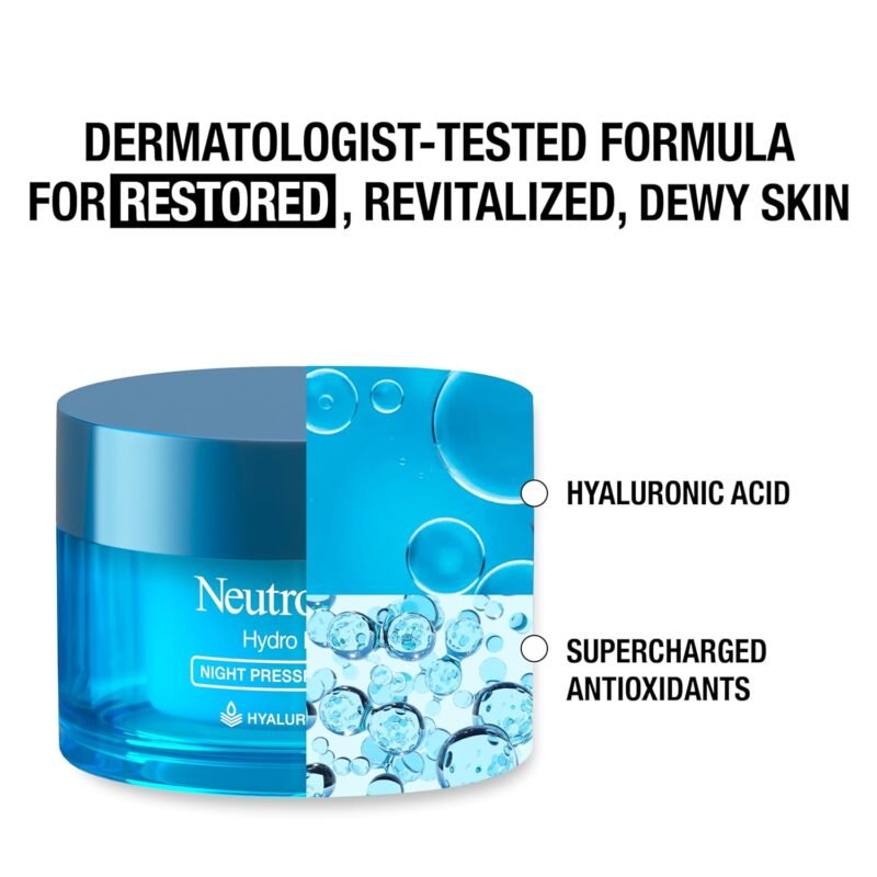 Neutrogena Hydro Boost Night Pressed Serum, Hyaluronic Acid Face Moisturizer for Normal to Extra Dry Skin, Delivers Overnight Hydration for Restored, Revitalized, Dewy Skin, 1.7 oz - Image 5