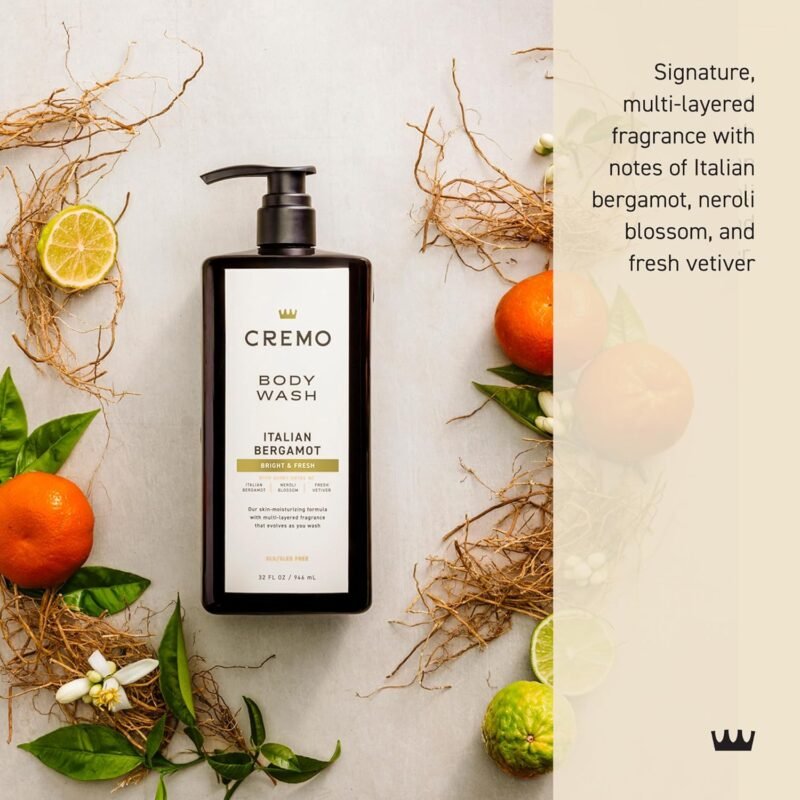 Cremo Rich-Lathering Italian Bergamot Body Wash for Men, Notes of Italian Bergamot, Neroli Blossom, and Fresh Vetiver, 32 Fl Oz - Image 2