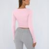 Trendy Queen Womens Long Sleeve Shirts Crop Tops Fall Fashion 2025 Square Neck Going Out Basics Tees Y2k Clothes - Image 4