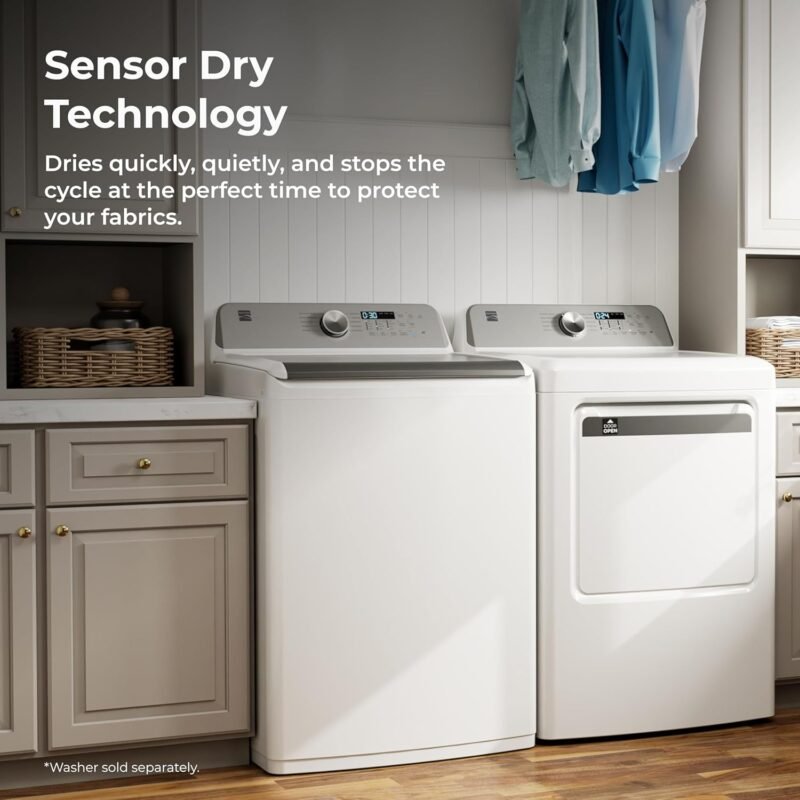 Kenmore 7.0 cu. ft. Front Load Gas Dryer-with Guard to Reduce Wrinkles & Static-Sanitize and Smart Sensor Drying-LED, White - Image 6