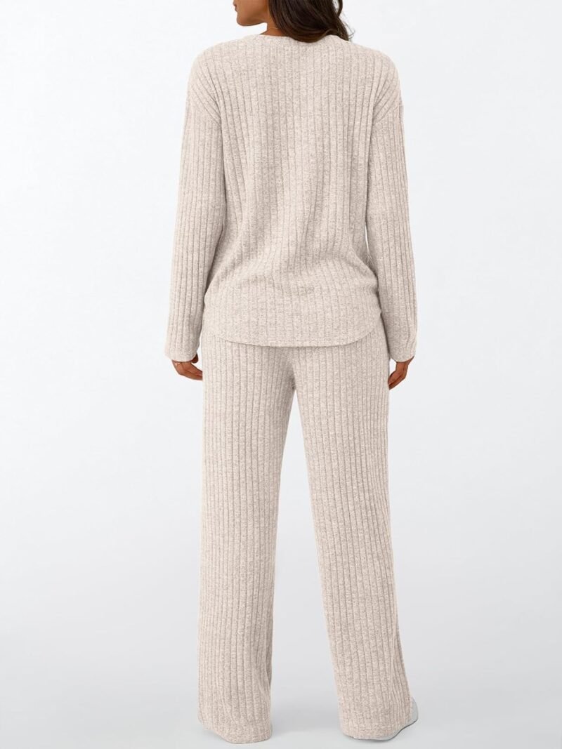 LILLUSORY Womens 2 Piece Lounge Sets Fall Outfits Henley Neck Sweater 2025 Matching Sweat Suits Comfy Pajamas Clothes Pockets - Image 4