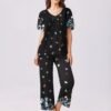 Ekouaer Women's Capri Pajama Set Short Sleeve Top and Pants 2 Piece Sleepwear Floral Print Ladies Pjs Sets - Image 2