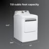 Kenmore 7.0 cu. ft. Front Load Gas Dryer-with Guard to Reduce Wrinkles & Static-Sanitize and Smart Sensor Drying-LED, White - Image 2