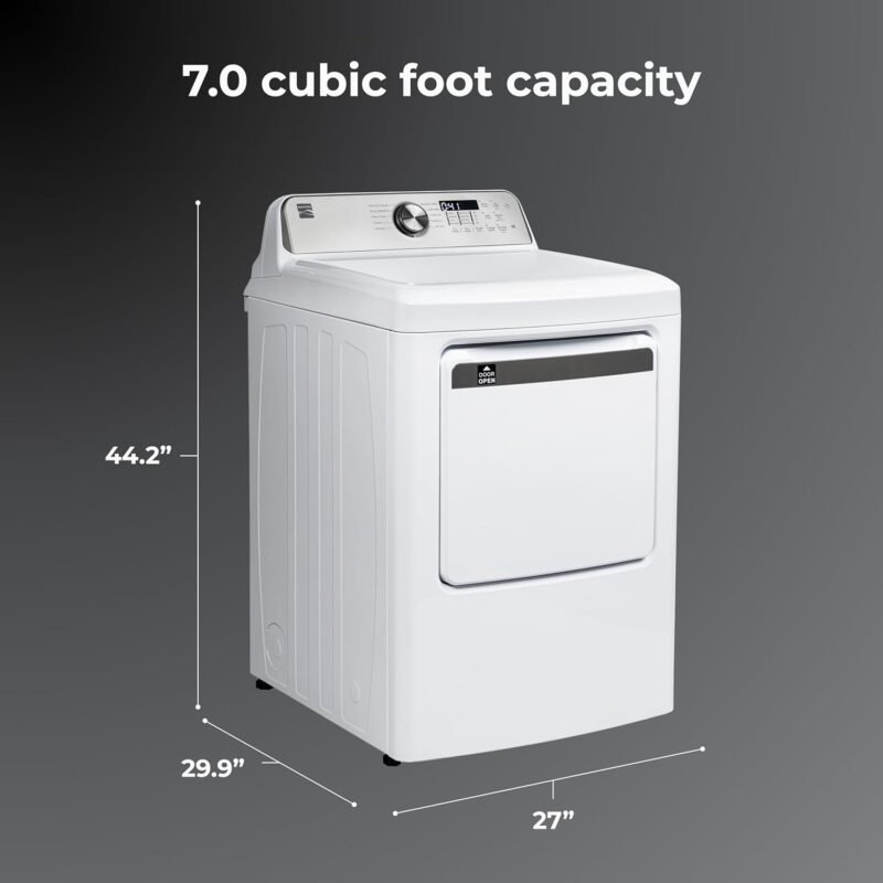 Kenmore 7.0 cu. ft. Front Load Gas Dryer-with Guard to Reduce Wrinkles & Static-Sanitize and Smart Sensor Drying-LED, White - Image 2