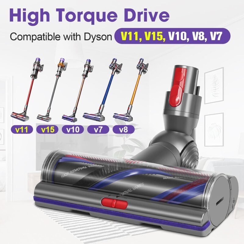 V11 V15 High Torque Brush Head Replacement Compatible with Dyson V7 V8 V10 Vacuum Cleaner, Suction Control Anti-Tangle Deep Clean for Carpets & Hard Floor - Image 2